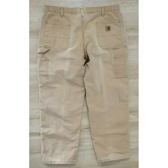 Carhartt Mens Pants Size "40x30" Flannel Lined Tan - Picture 2 of 3